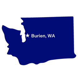 Map of Washington with location of Burien Map of Washington with location of Burien