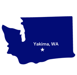 Map of Washington with location of Yakima