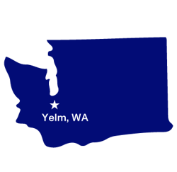 Map of Washington with location of Yelm