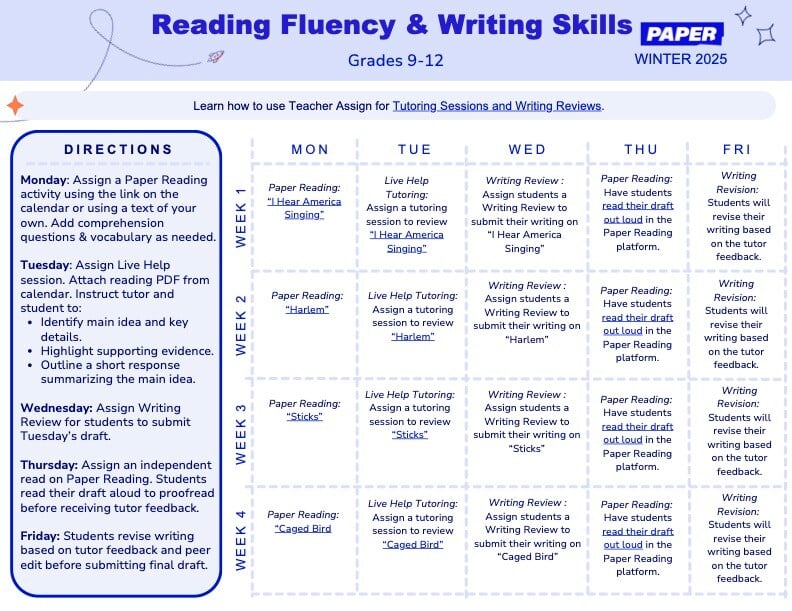 (Feb) Reading Fluency & Writing Skills 9-12